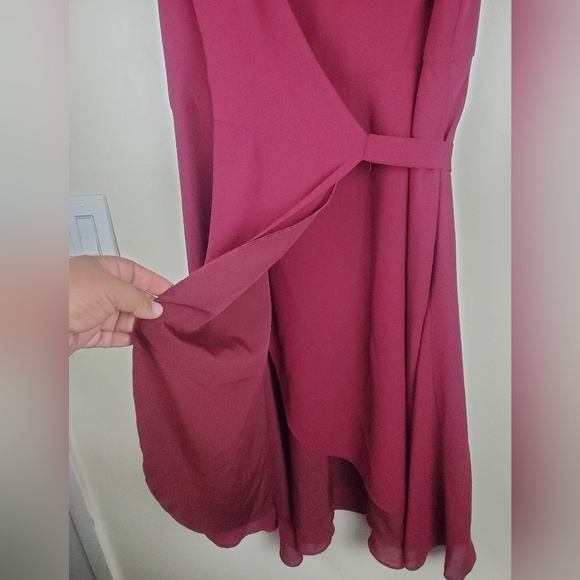 Oten Burgundy Wrap Dress Size L - Picture 4 of 7